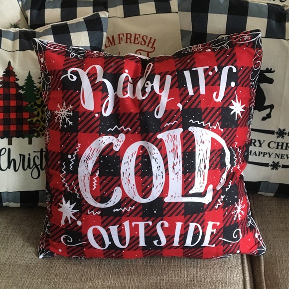 New buffalo plaid Baby it’s cold outside Christmas cotton pillow cover - Picture 1 of 1